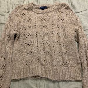 American Eagle cropped tan sweater